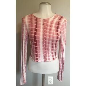 Cute pink & red tie dye - S/M long sleeved crop top